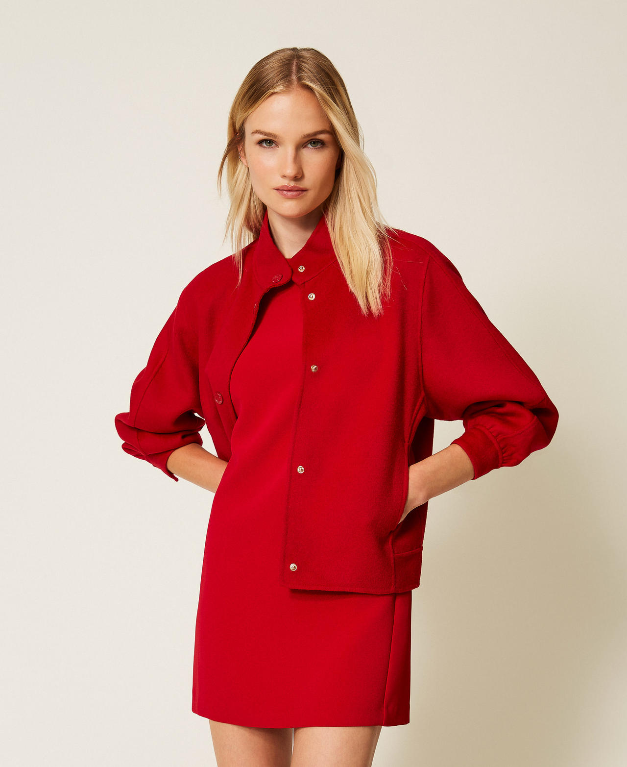 Doubled wool bomber jacket Venetian Red Woman 252TP2071_00740_01