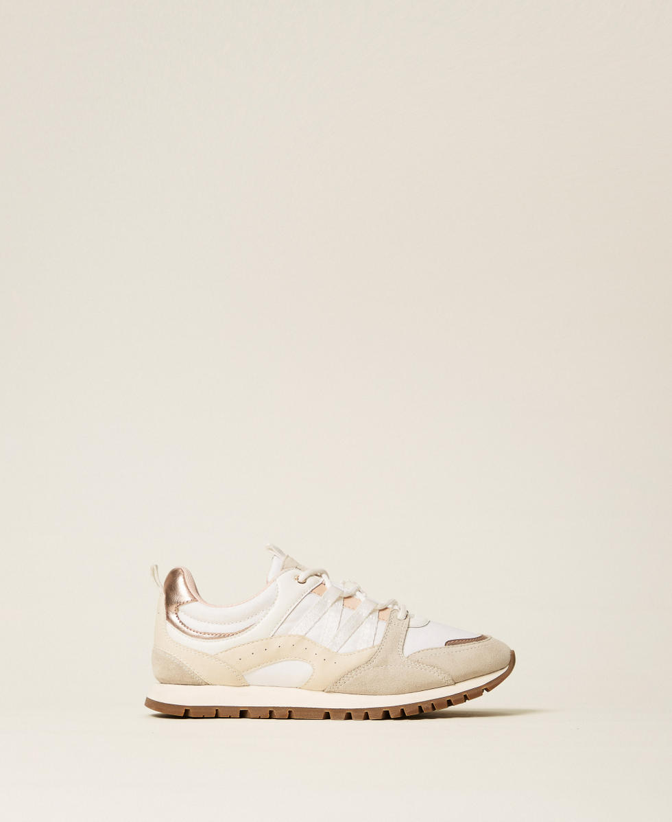 Ledersneakers im Laufschuhstil Wei&szlig; Schnee Frau 252TGT02A_00282_01