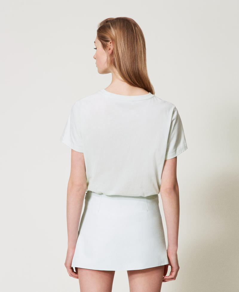 Linen-blend miniskirt Water Green Woman 251TT2307_12371_03