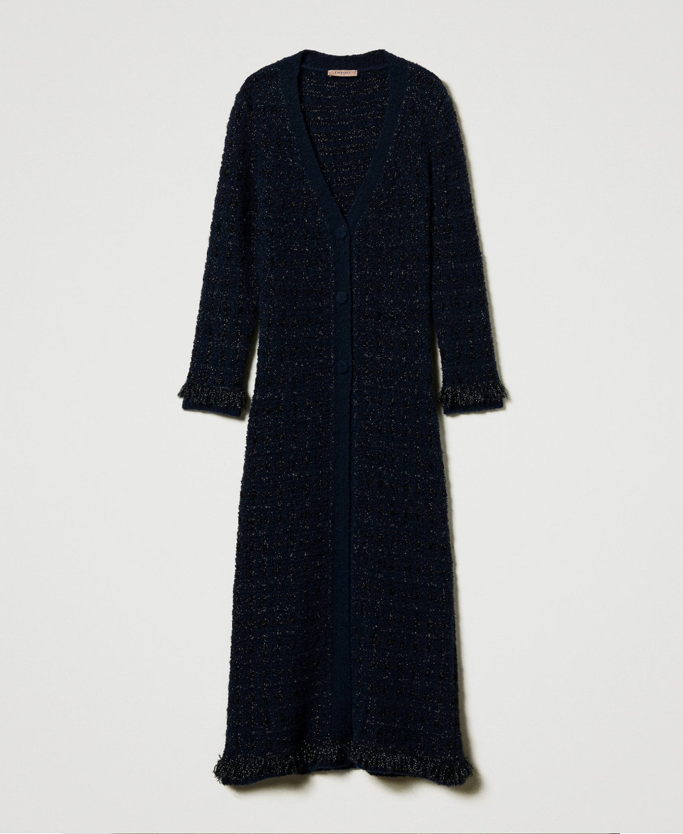 Longcardigan aus Jacquard mit Karomuster