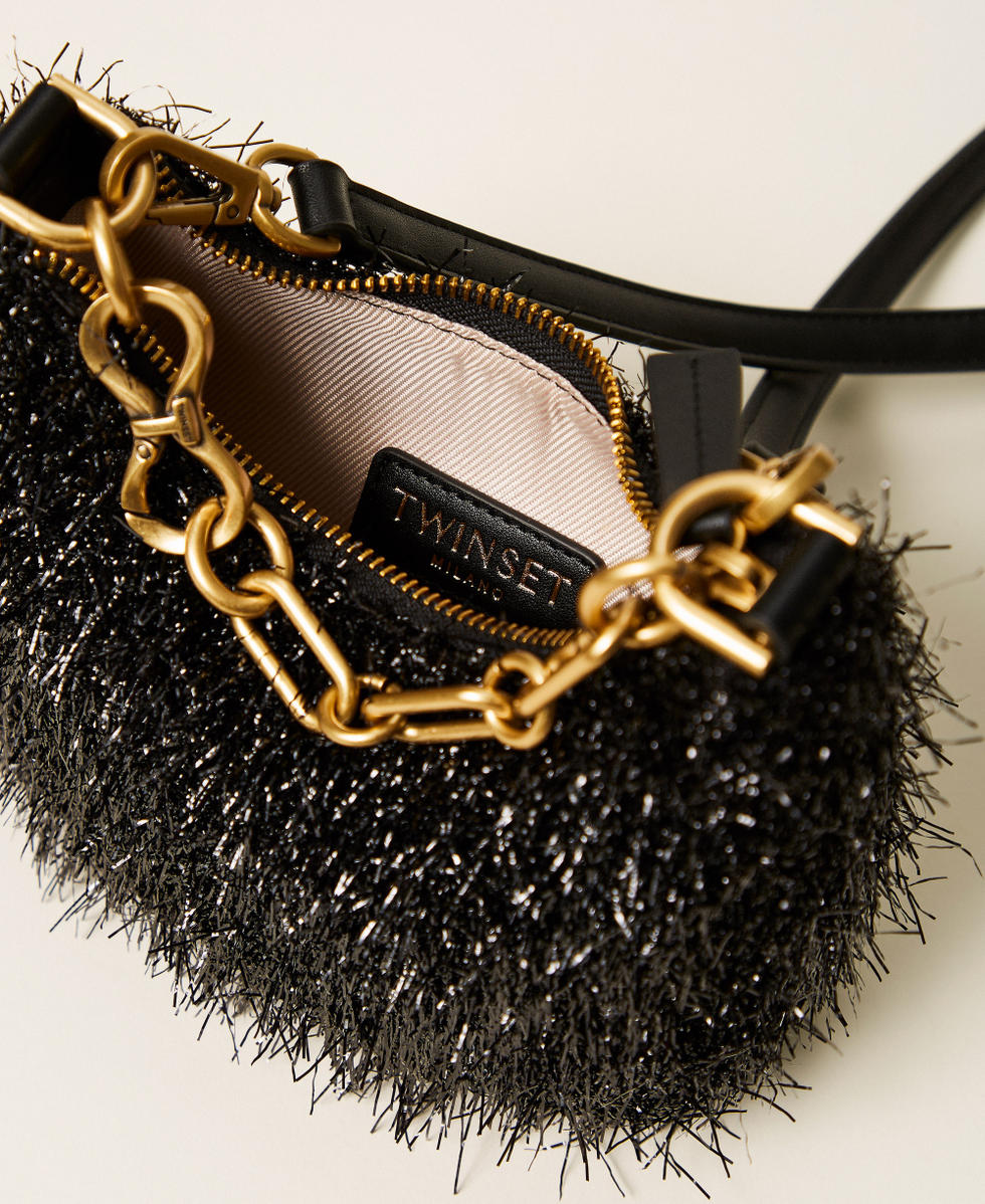 Sac Mini Croissant avec lurex et cha&icirc;ne Noir Femme 262TB7300_00006_04