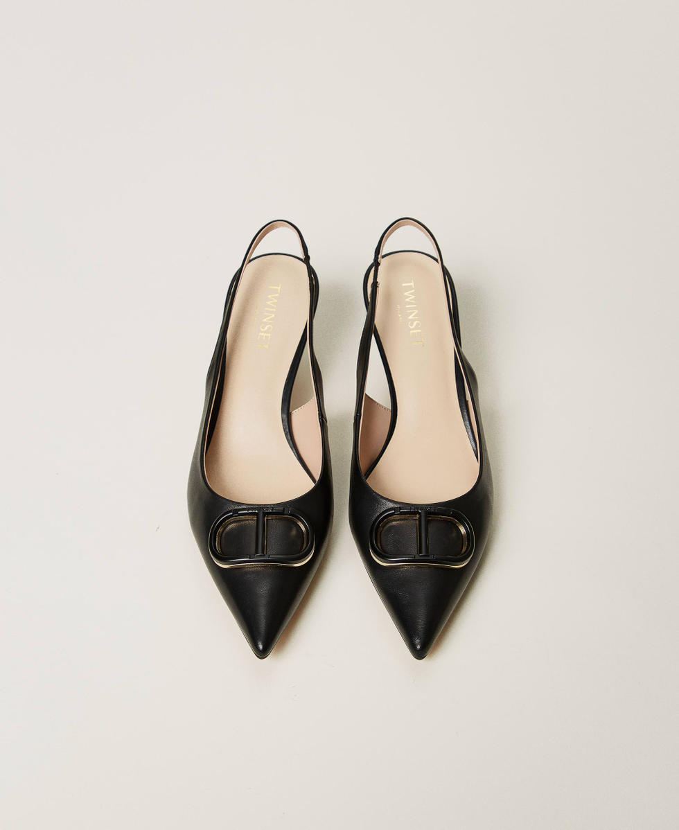 Sling back court shoes with Oval T Black Woman 251TCP062_00006_04