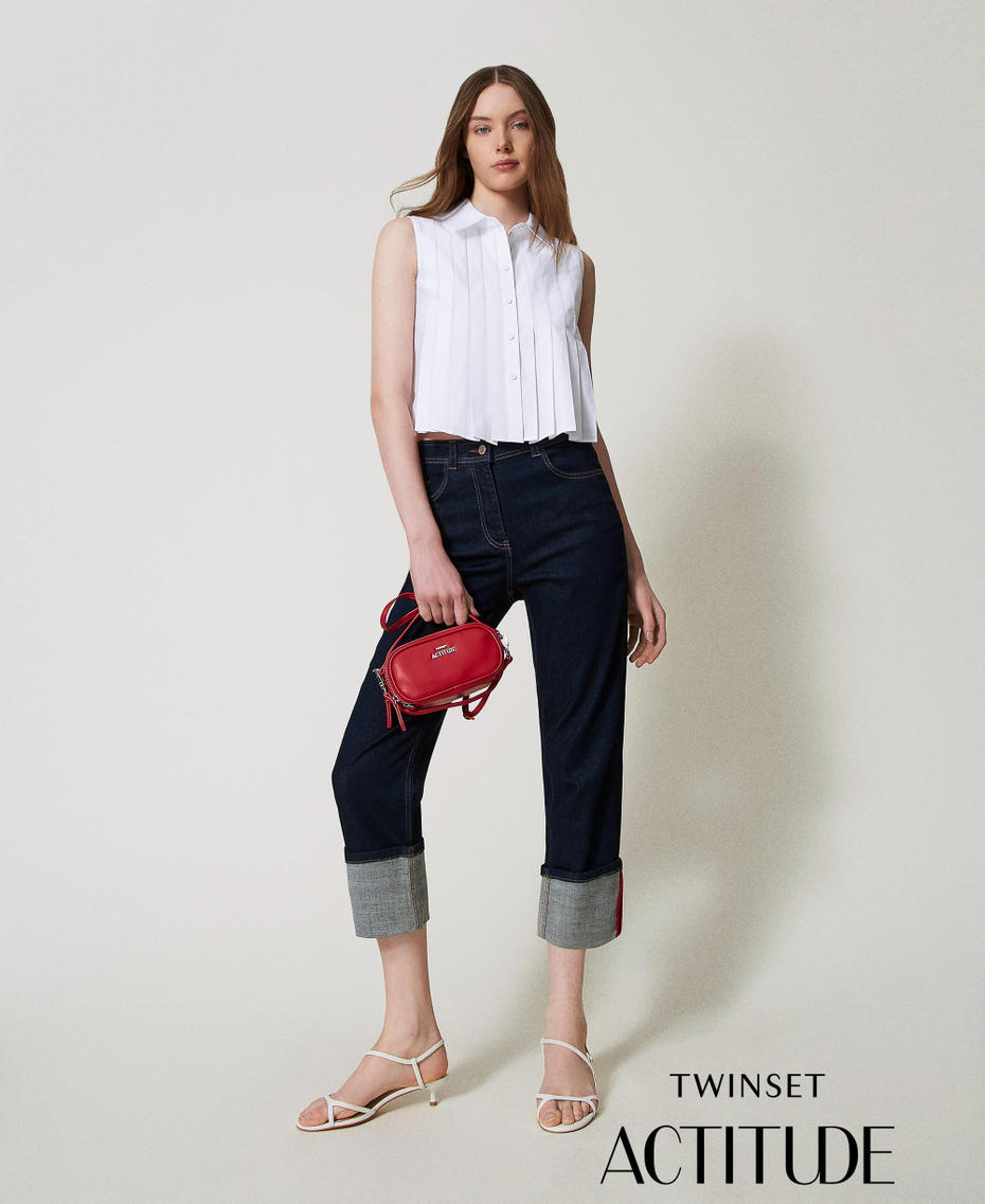 Cropped shirt with pleats "Papers" White Woman 251AP2290_00840_PA