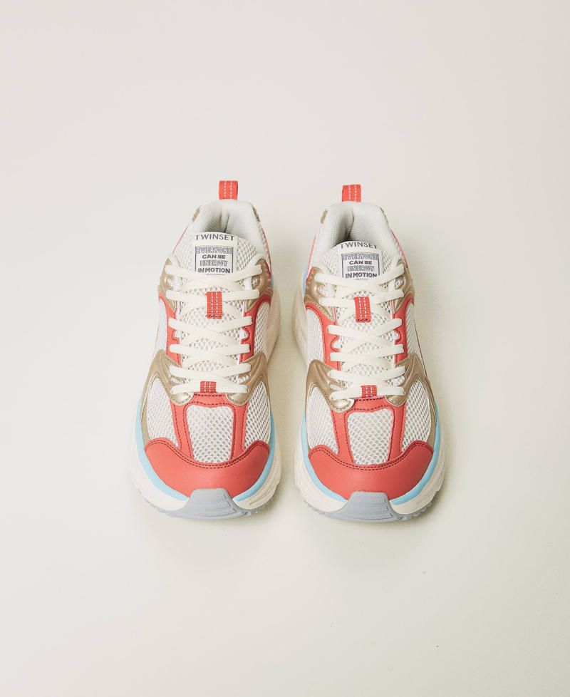 Fessura running trainers Two-tone Optical White/Coralline Woman 251TCP030_12158_04