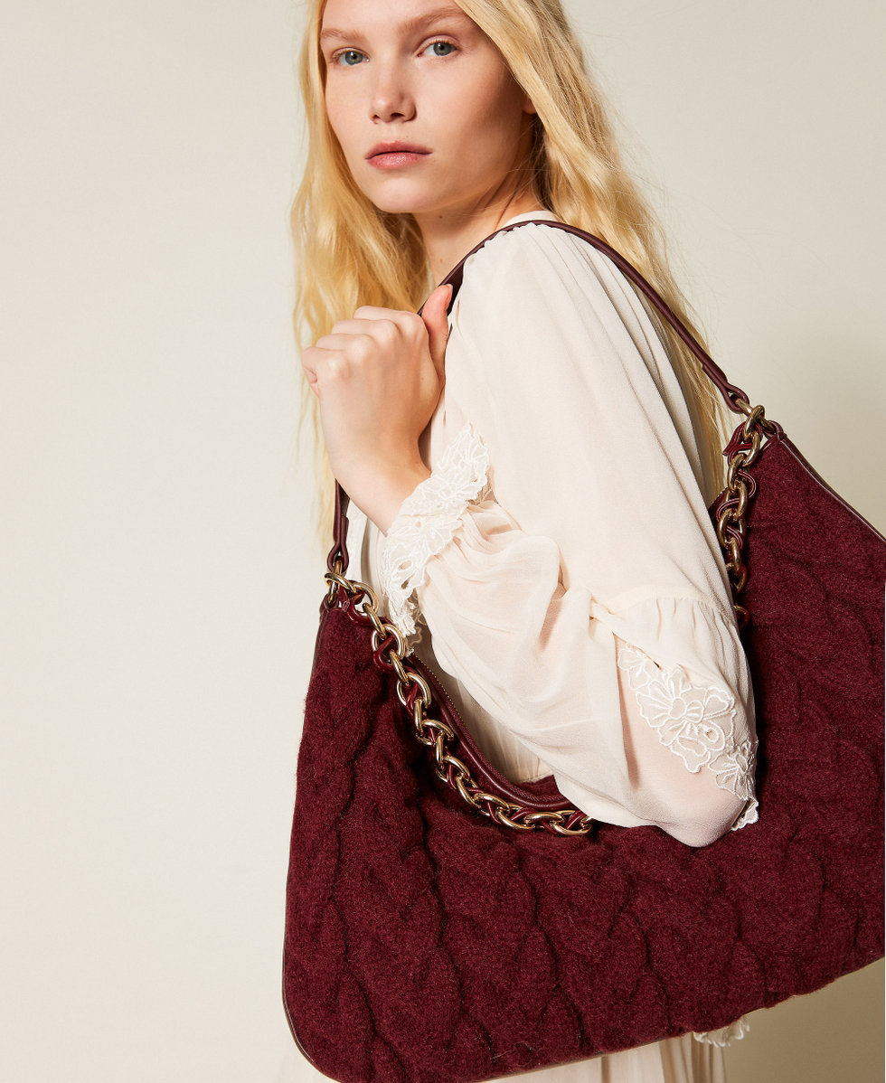 'Liliane' tricot knit bag "Wine tasting" Purple Woman 252TS8AAA_05609_T0