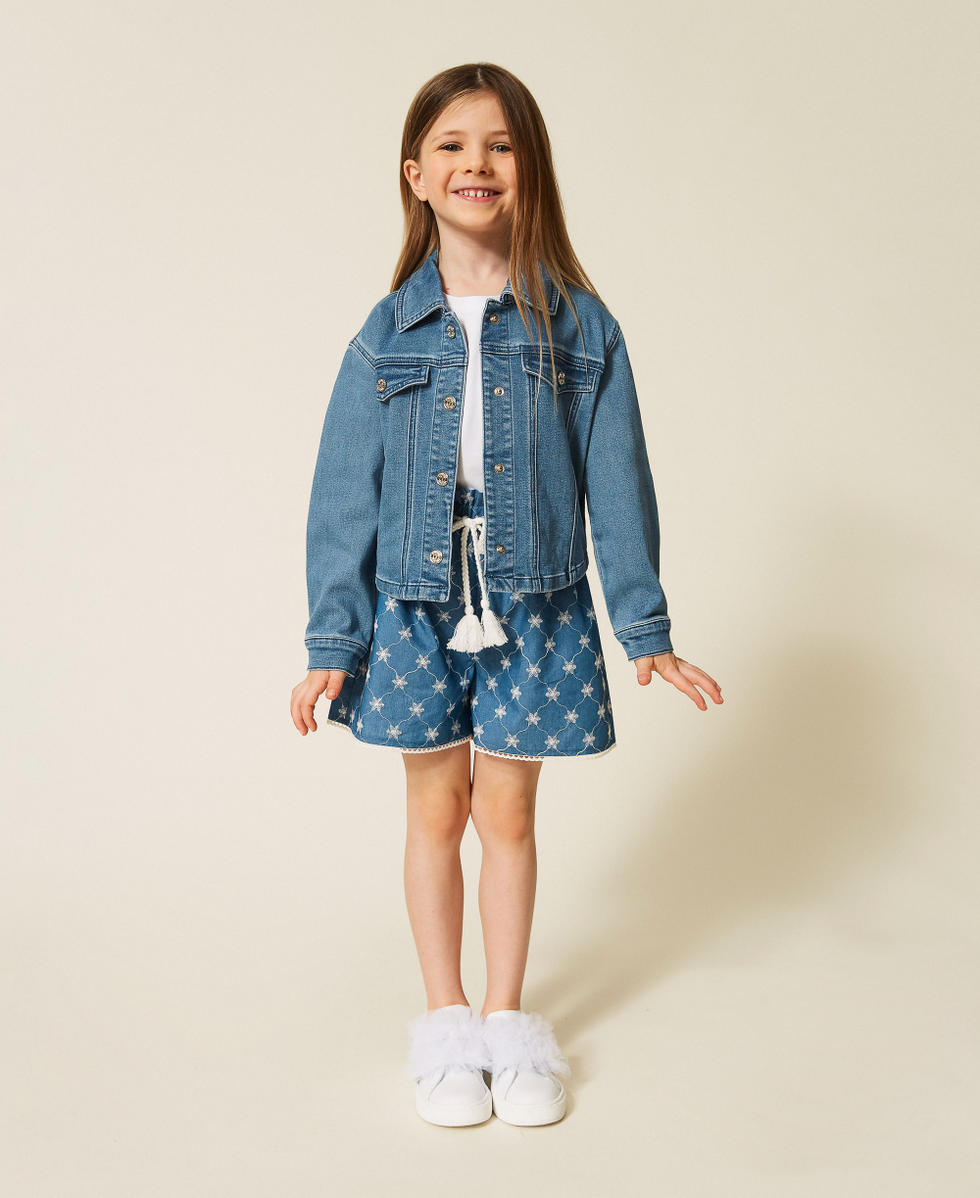 Blouson pour fille en jean Bleu Jean Moyen Fille 261GB2030_03451_T0