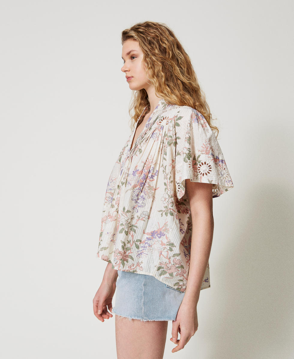 Muslin blouse with embroidery Multicolour/Lurex Floral Print Woman 251TT2156_12494_06