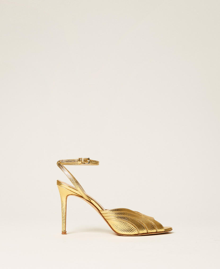 Laminated leather sandals Gold Tejus Woman 252TST018_12384_01