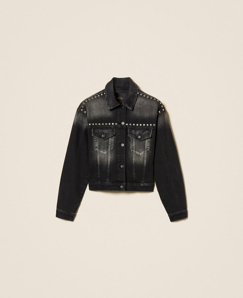 Jeansjacke mit Nieten Denimschwarz Délavé Frau 261AP2261_12908_S0