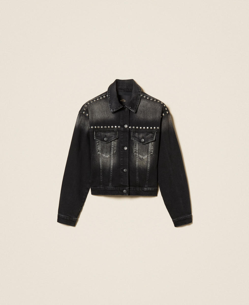 Denim jacket with studs