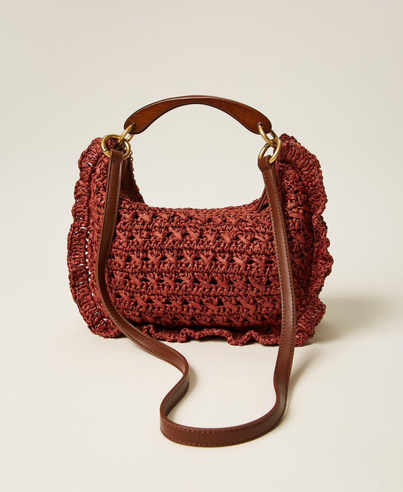 Crochet raffia Croissant bag Henna Brown Woman 261TD8300_13332_03