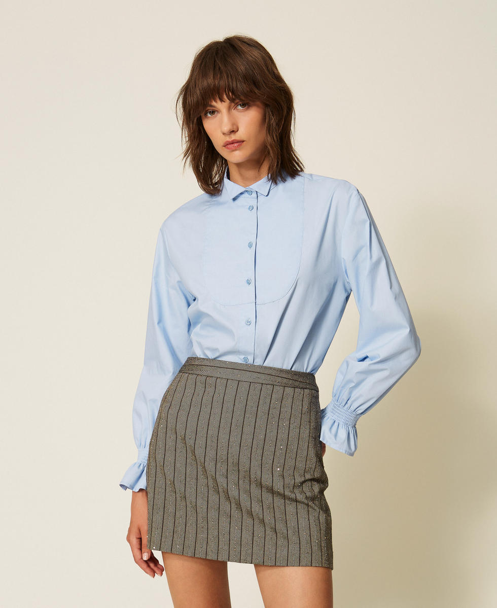 Chemise en popeline avec volants Bleu ciel Femme 262TF2100_00092_02