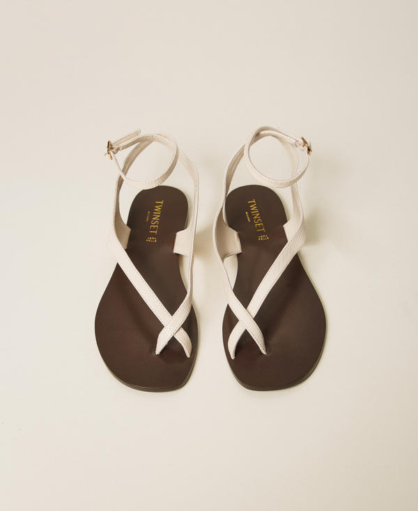 Sandali infradito flat in pelle