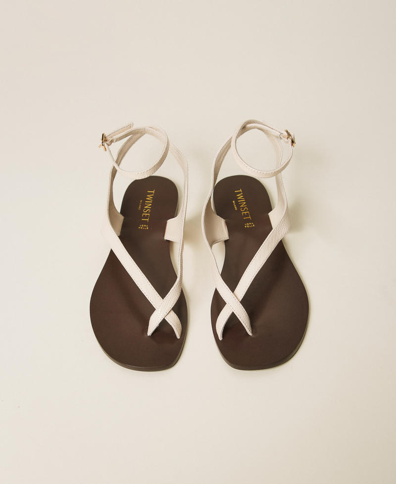 Flat leather thong sandals Mother of Pearl Tejus Print Woman 261TGT016_13533_04