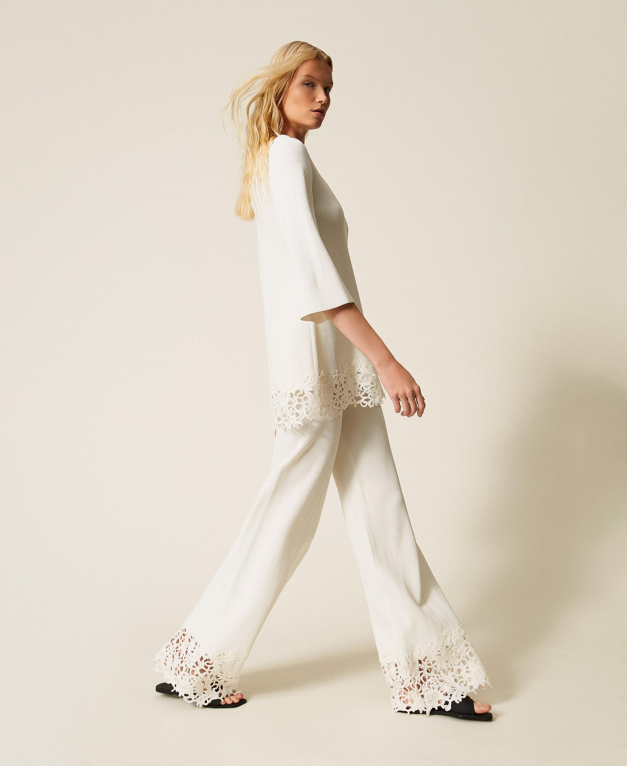 Knit trousers with lace Off White Woman 261LB3GBB_00526_02