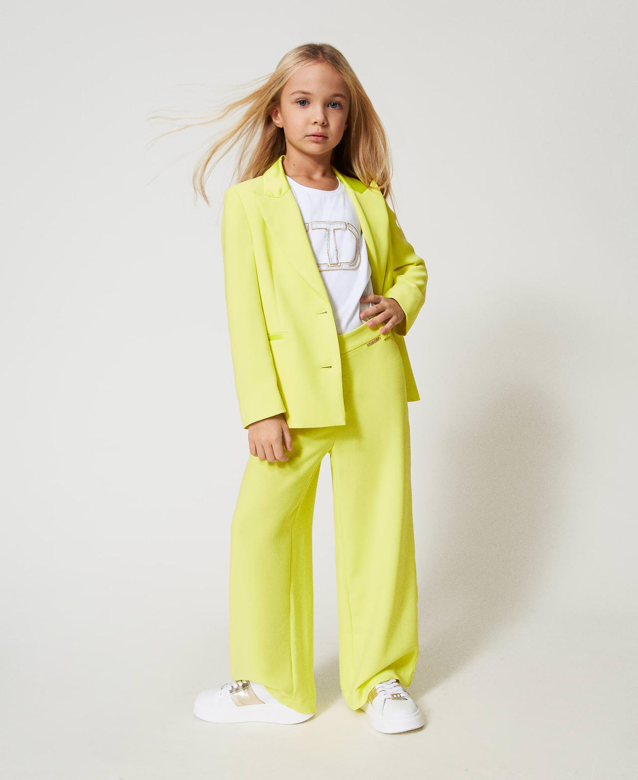 Cr&ecirc;pe palazzo trousers Yellow Plum Girl 251GJ2QN8_12124_01