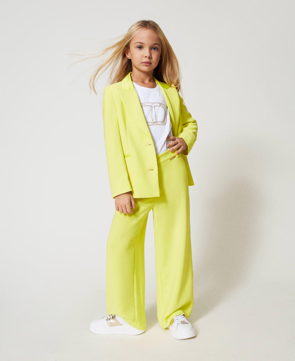 Crêpe palazzo trousers Yellow Plum Girl 251GJ2QN8_12124_01