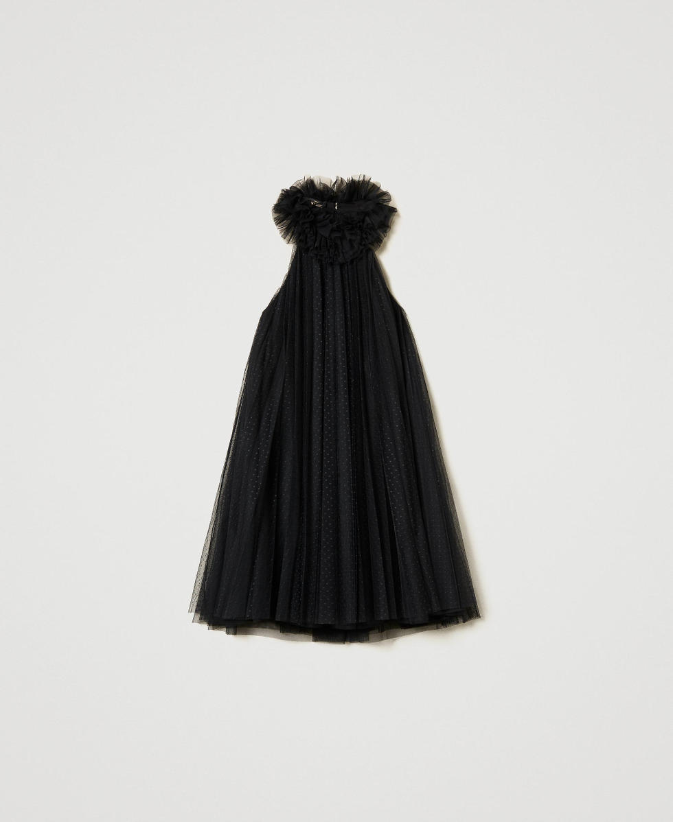 Short pleated tulle dress Woman, Black | TWINSET Milano