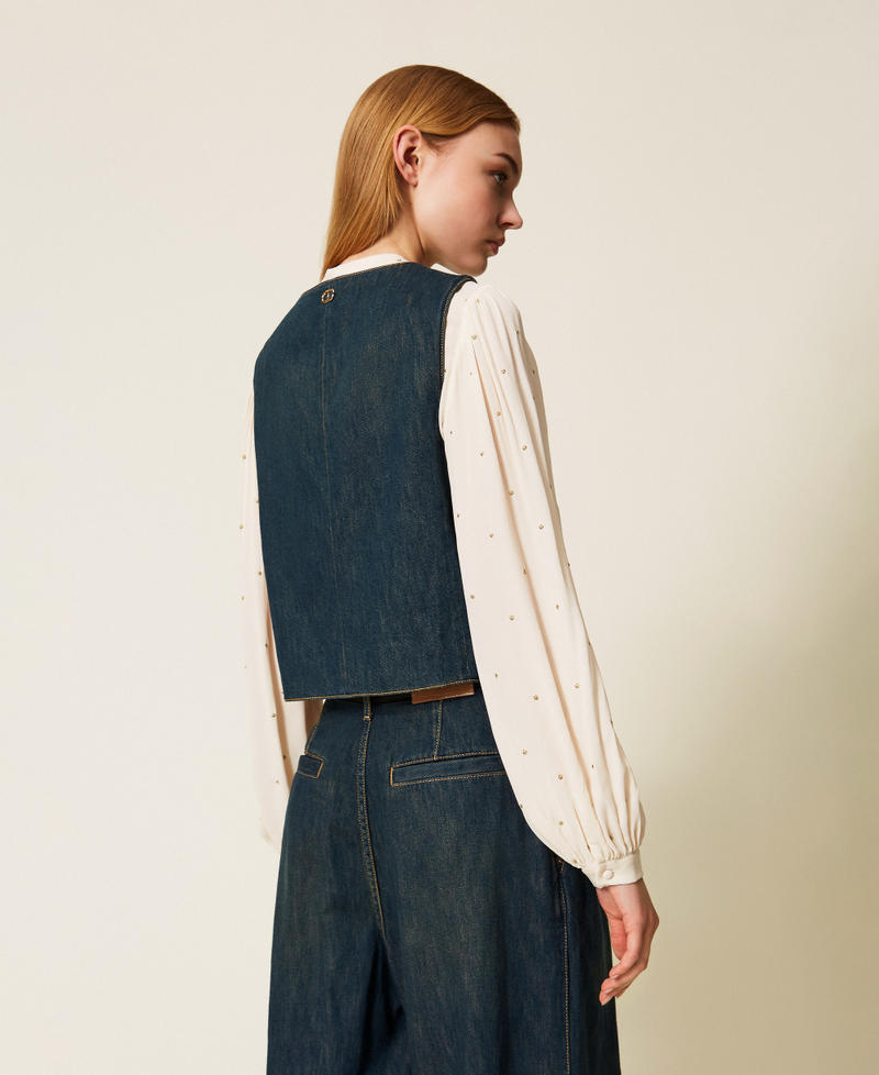 Denim boxy waistcoat "Mid Denim" Blue Woman 252TP2561_01611_03