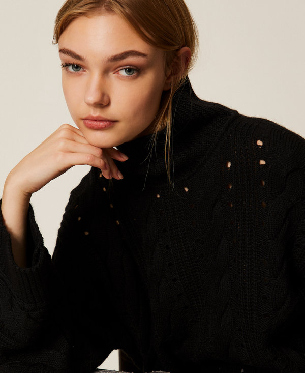 Wool blend cable knit maxi jumper