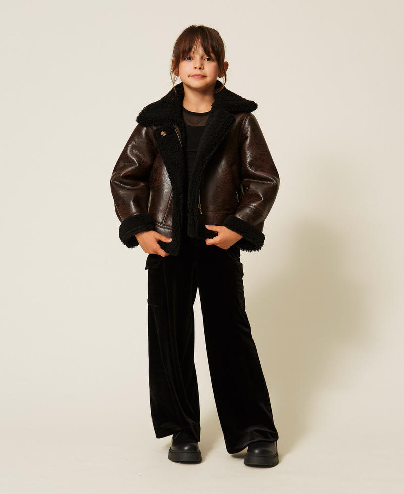 Palazzo-Hose aus Chenille Schwarz M&auml;dchen 262GJ2261_00006_T0