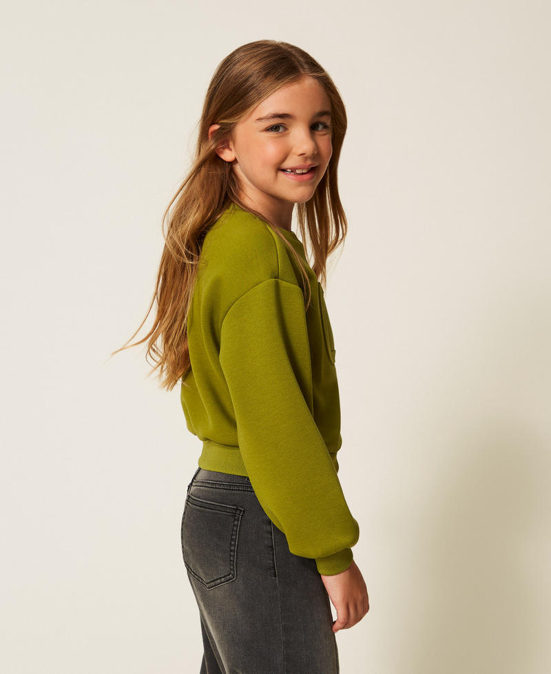 Scuba sweatshirt with Oval T Olive Oil Girl 252GJ205M_12576_02