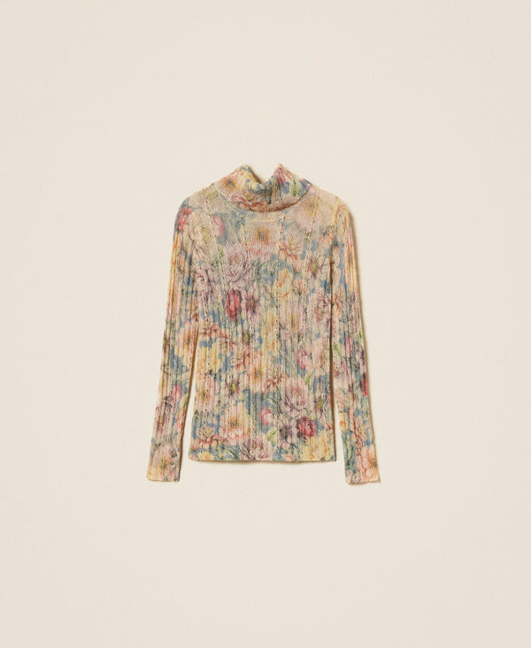Rollkragenpullover mit Print