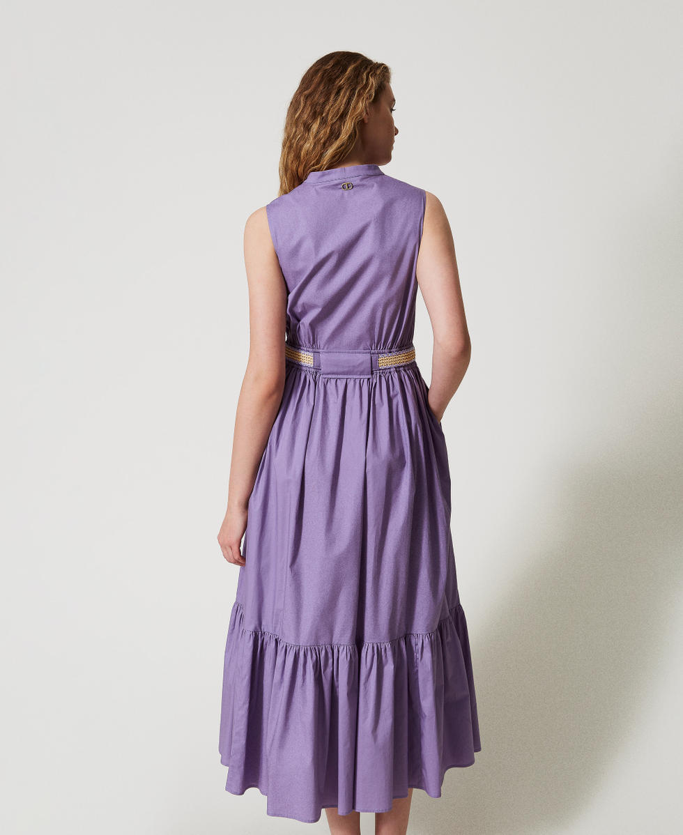 Maxikleid aus Popeline mit Volant Cold Lavender Frau 251TT2101_11948_03