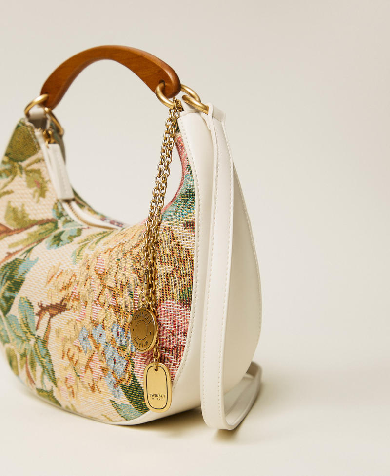 Jacquard &lsquo;Croissant&rsquo; bag with charms Jacquard Gobelin Woman 261TB7321_13312_02