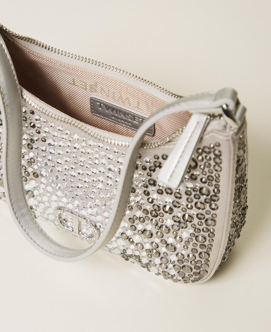 Hobo bag with rhinestones Silver Woman 252TB7211_00995_04
