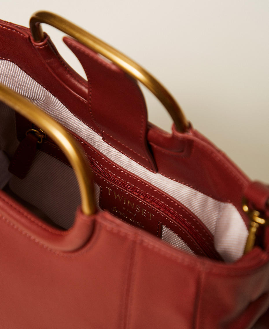 Leather shopper bag with metal handles Henna Brown Woman 261TD8451_13332_04