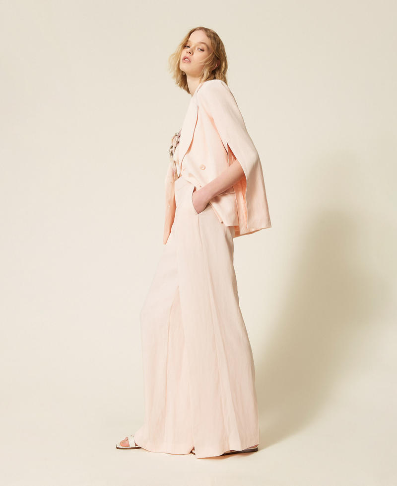 Pantalon ample en lin m&eacute;lang&eacute; Pearl Rose Femme 261TT2552_13144_02