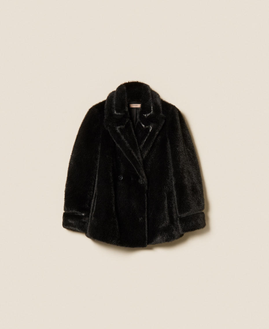 Kurzmantel aus Kunstpelz Schwarz Frau 252TT2154_00006_S0