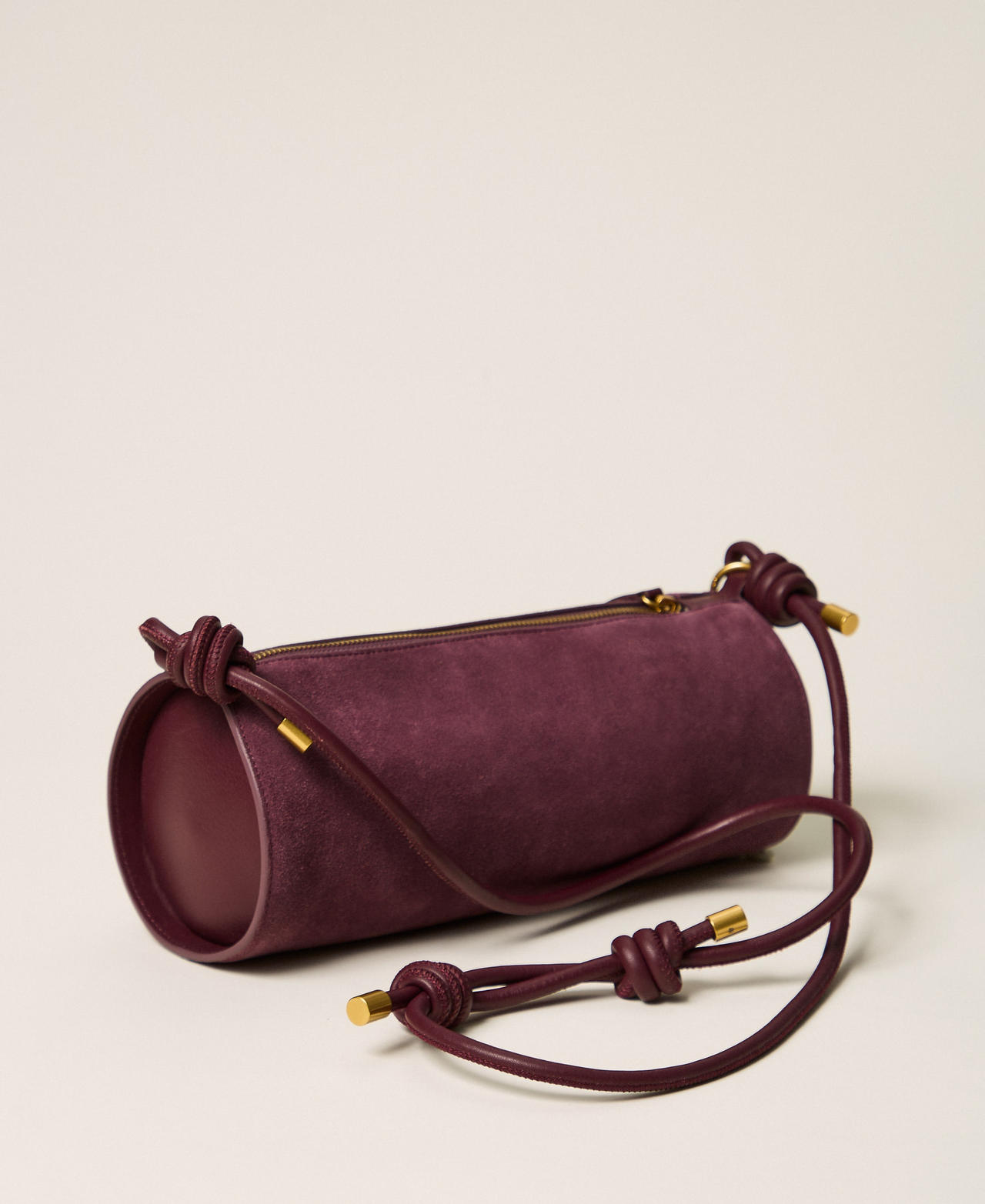 Zylindertasche aus Veloursleder mit Quaste Bordeaux Frau 262TD8232_00020_03