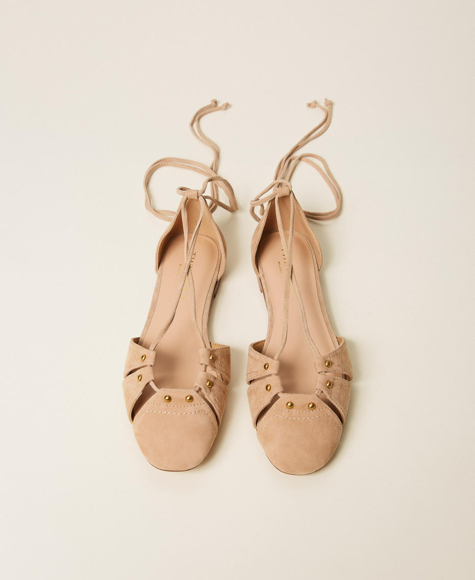 Suede ballet flats Rope Beige Woman 261TGT132_12145_04