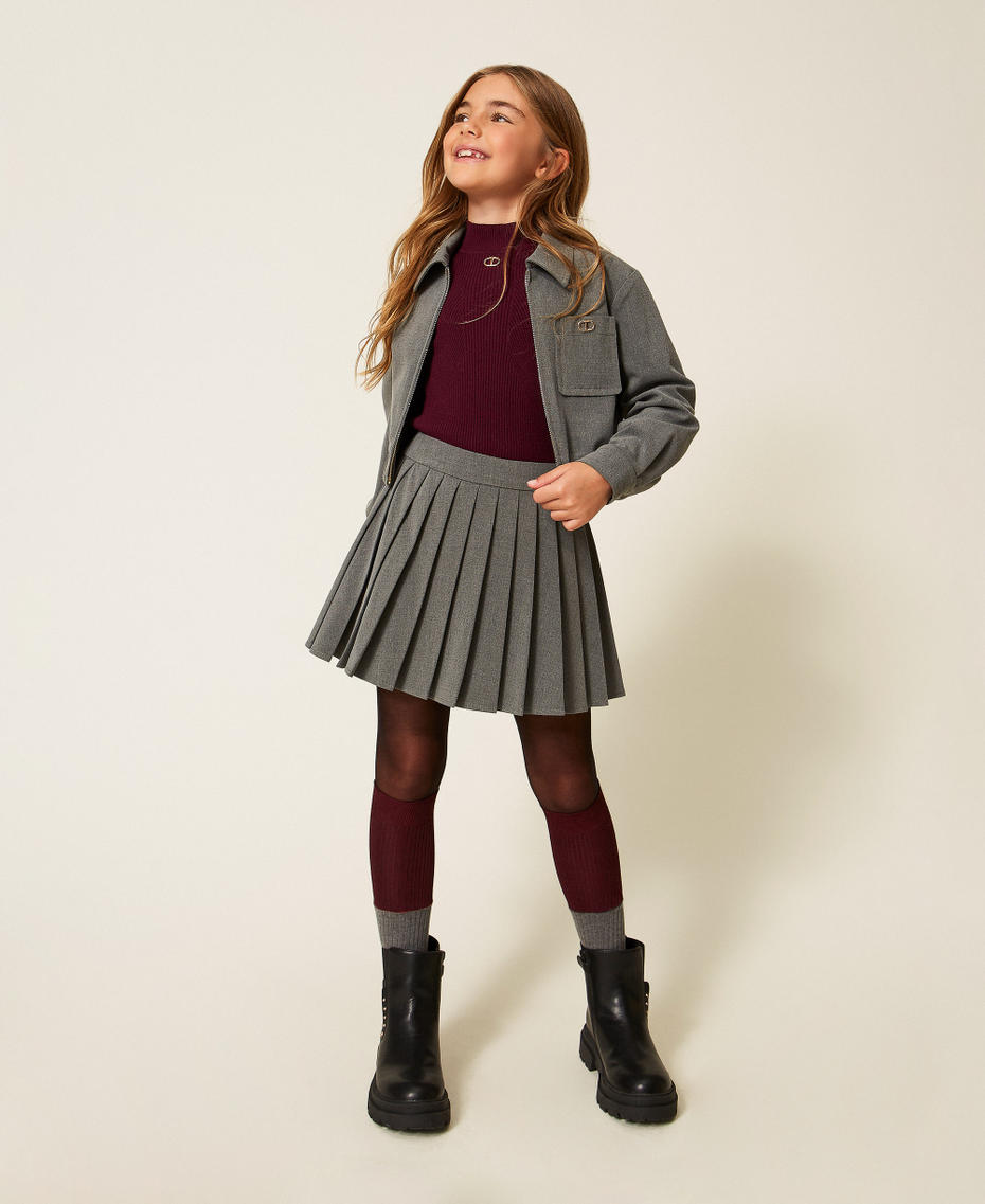 Short flannel skirt Mid Melange Grey Girl 252GJ2271_11727_01