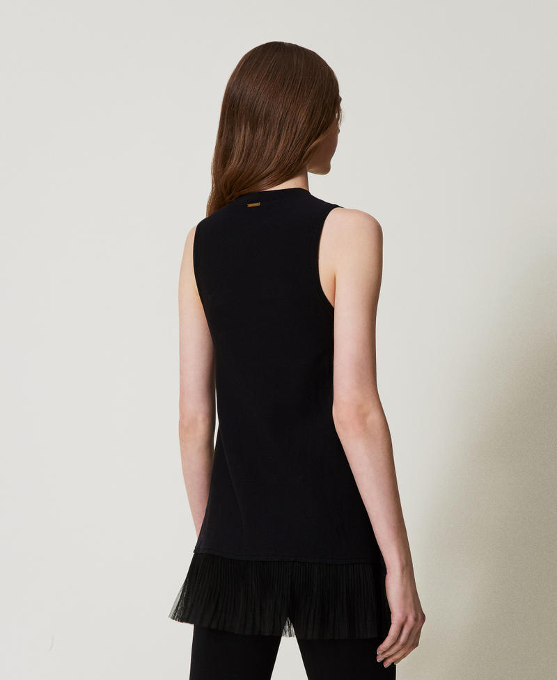 Long top with tulle ruffle Black Woman 251LL3MAA_00006_03