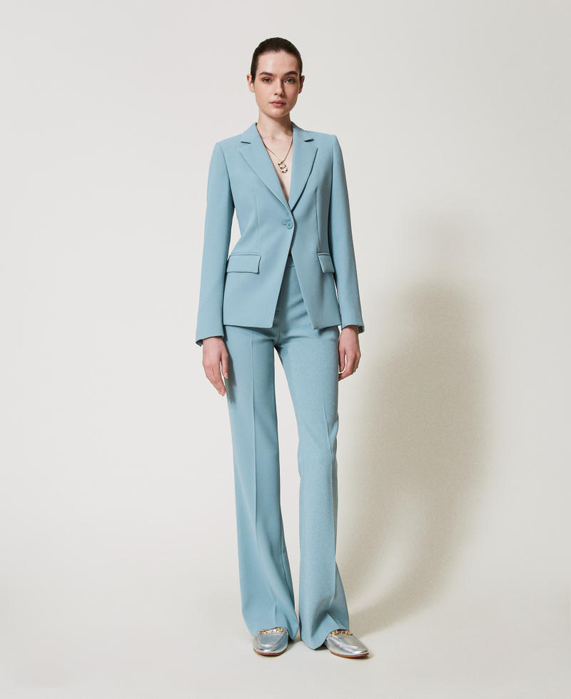 Pantalones fit and flare de crepé fluido Gris «Azul Bebé» Mujer 251TP2106_00485_05