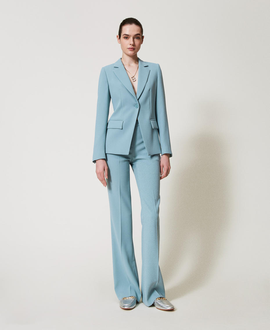 Pantalones fit and flare de crepé fluido Gris «Azul Bebé» Mujer 251TP2106_00485_05