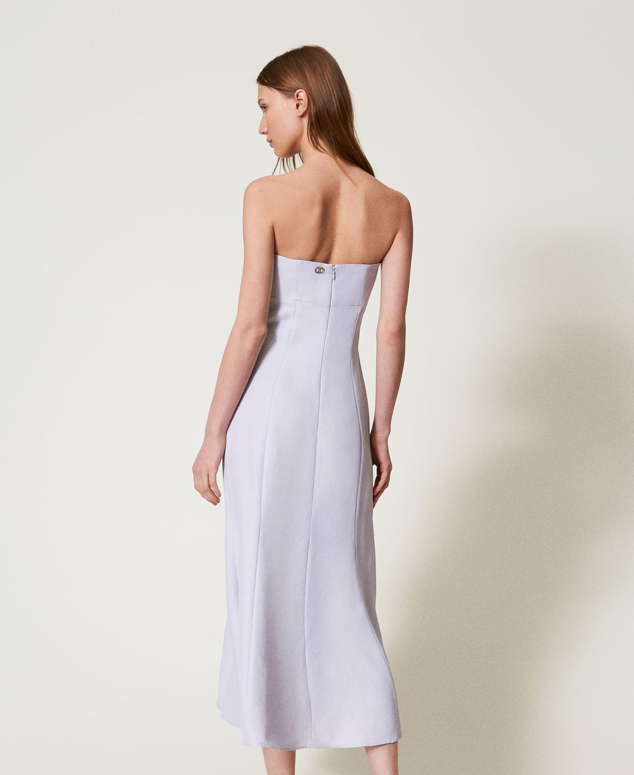 Langes Bustierkleid Fliederbl&uuml;tenlila Frau 251TT2306_00703_03