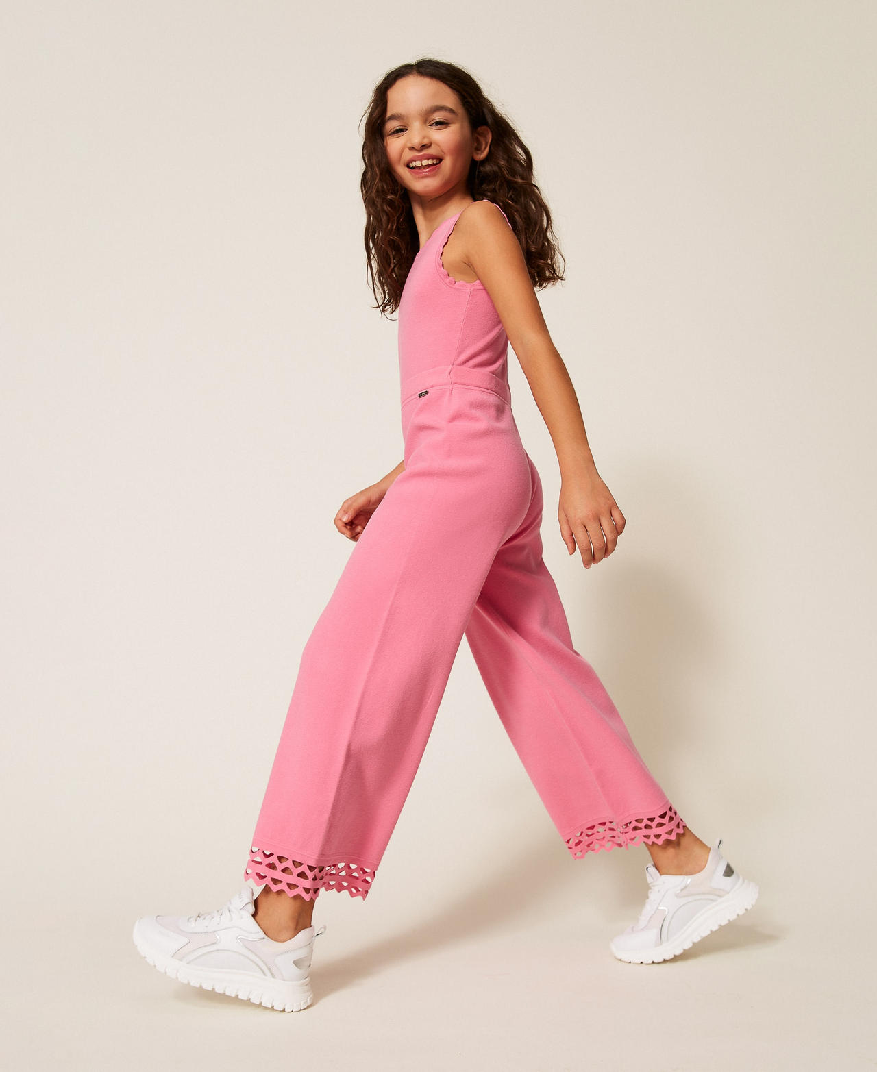 Openwork knit jumpsuit with zig-zag pattern "Sunrise" Pink Girl 261GJ3Q41_07207_02