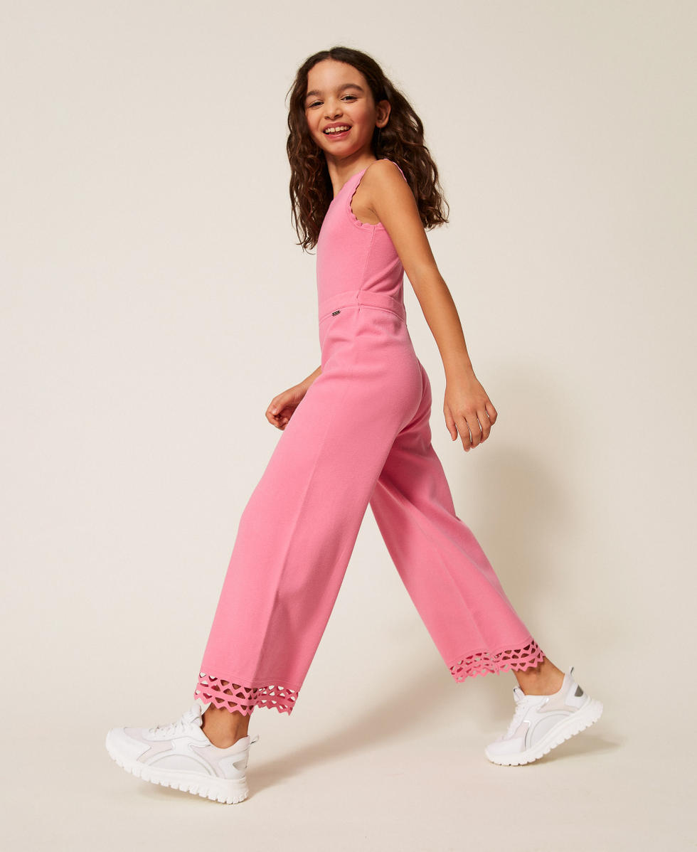 Combinaison en maille ajour&eacute;e avec motif zigzag Rose &laquo;&thinsp;Aurora Pink&thinsp;&raquo; Fille 261GJ3Q41_07207_02