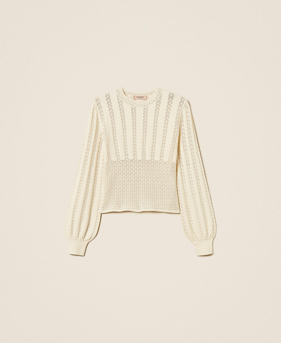 Crew neck punched knit jumper Mother Of Pearl Woman 262TP3124_00059_S0