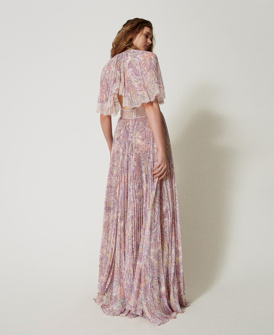 Vestido largo &laquo;Pantelleria&raquo; plisado con estampado