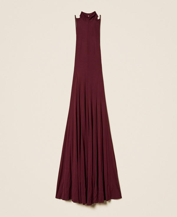 Long crêpe dress with straps