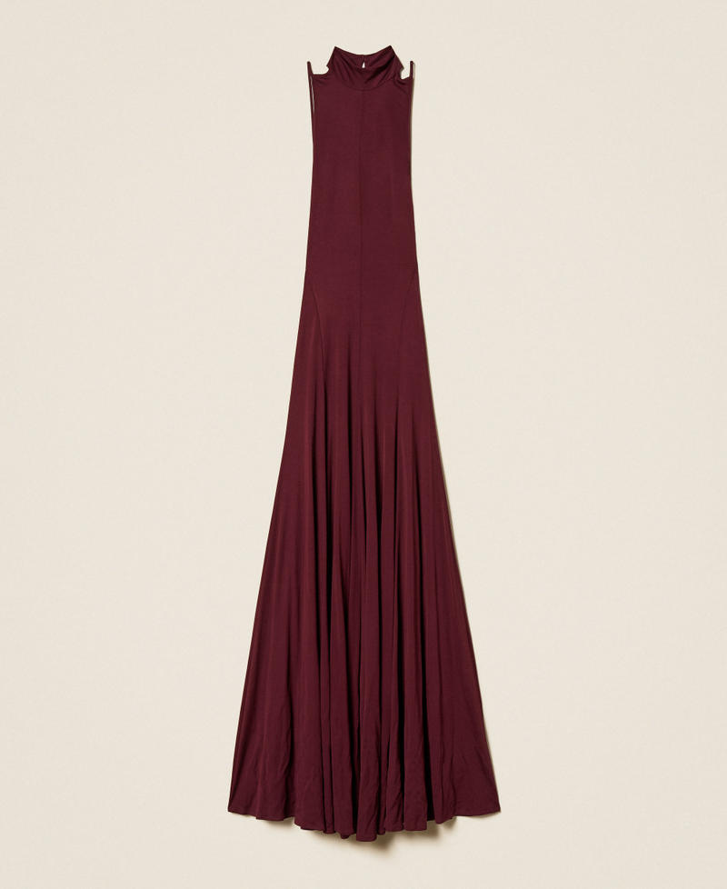 Long crêpe dress with straps “Wine tasting” Purple Woman 252TP2020_05609_S0