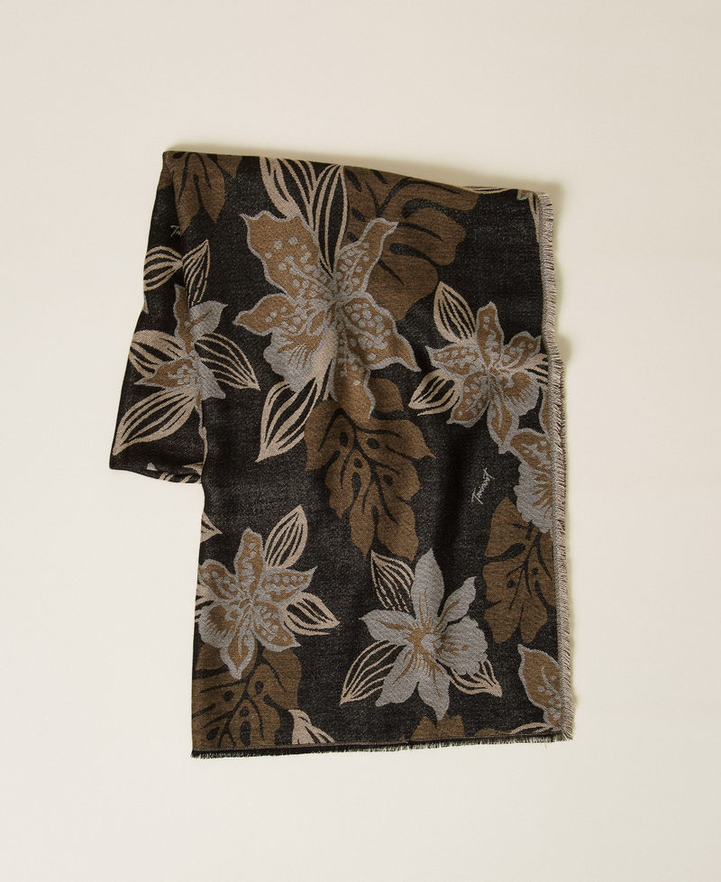 Floral jacquard stole Black Woman 252TA4330_00006_01