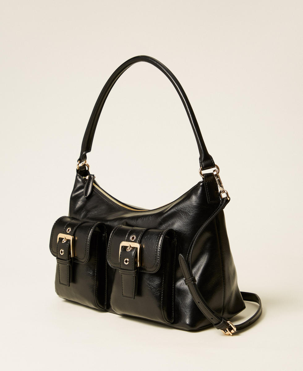 Shoulder bag with pockets and buckles Black Woman 252TD8030_00006_02