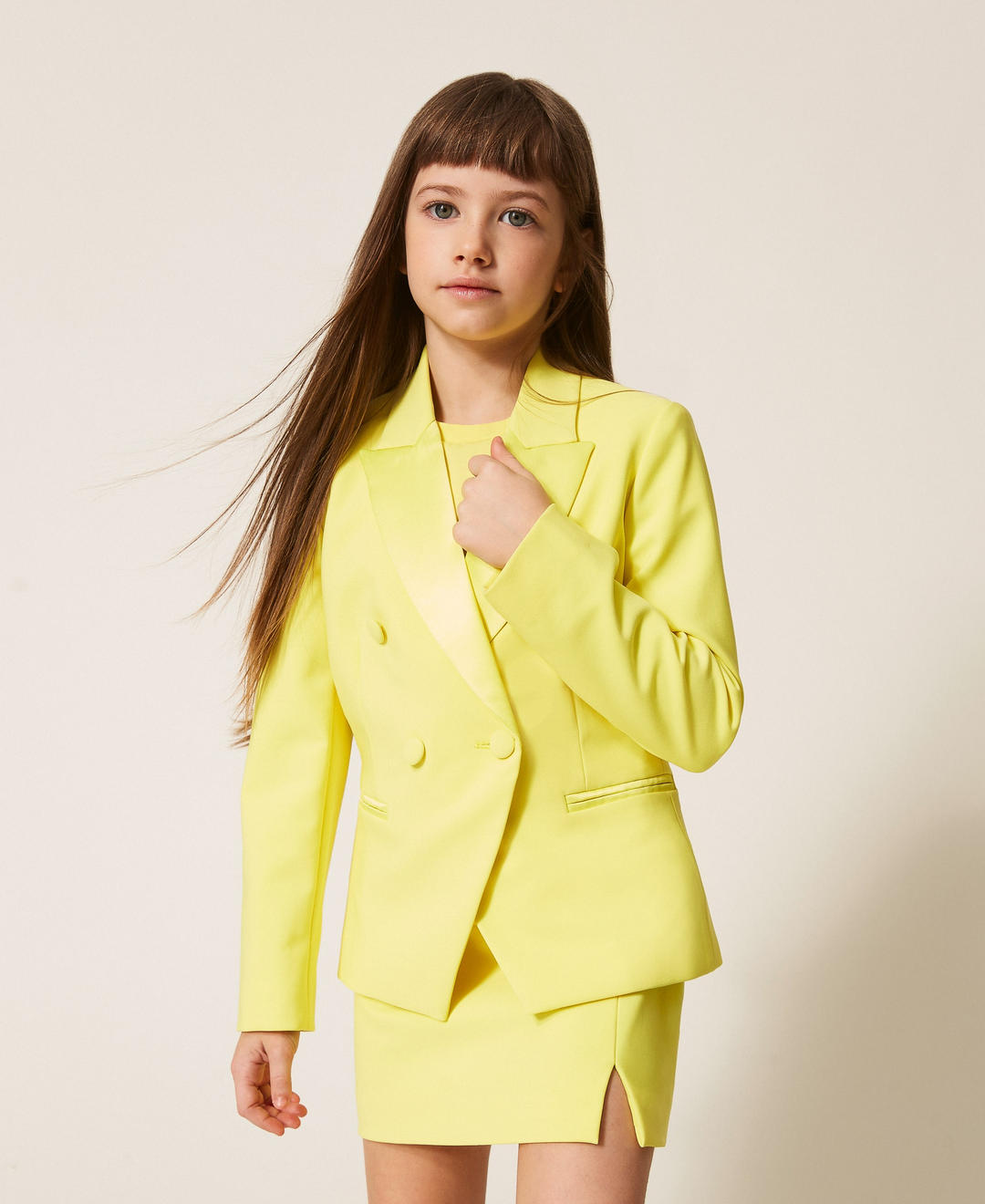 Blazer en crêpe et satin duchesse