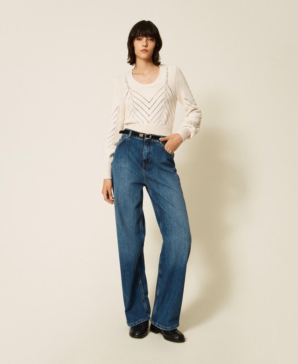 Jean ample avec cinq poches Bleu "Denim Moyen" Femme 262TP2590_01611_01